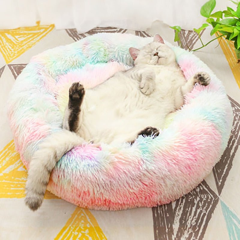 Chlupatý barevný pelíšek pro kočky (Výprodej)
